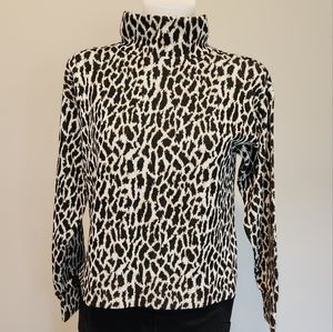 LOFT Jacquard animal print knit turtle neck top